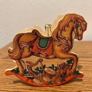 Vintage Wooden Rocking Horse Ornament